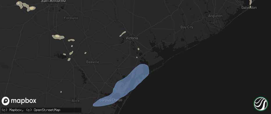 Hail map in Tivoli, TX on May 23, 2026