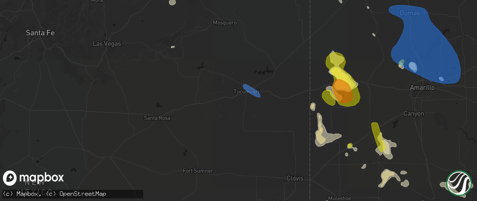 Hail map in Tucumcari, NM on May 23, 2026