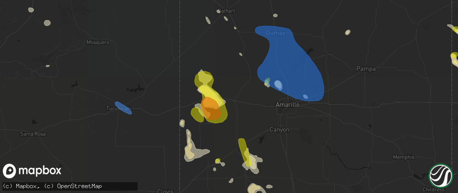 Hail map in Vega, TX on May 23, 2026