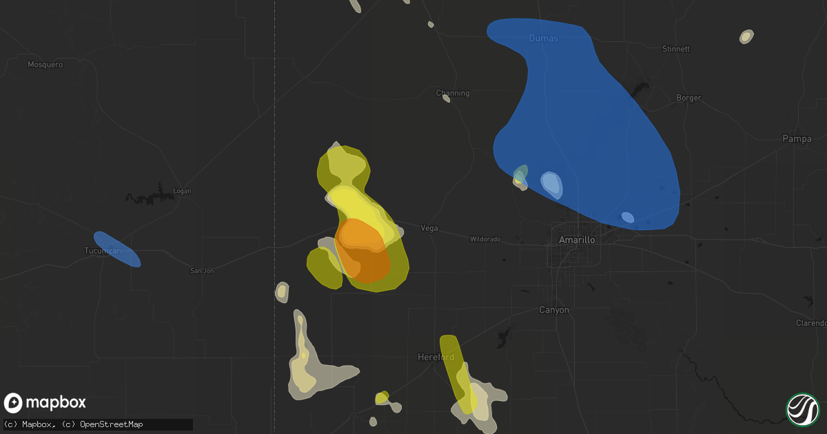 Hail map in Vega, TX on May 23, 2026