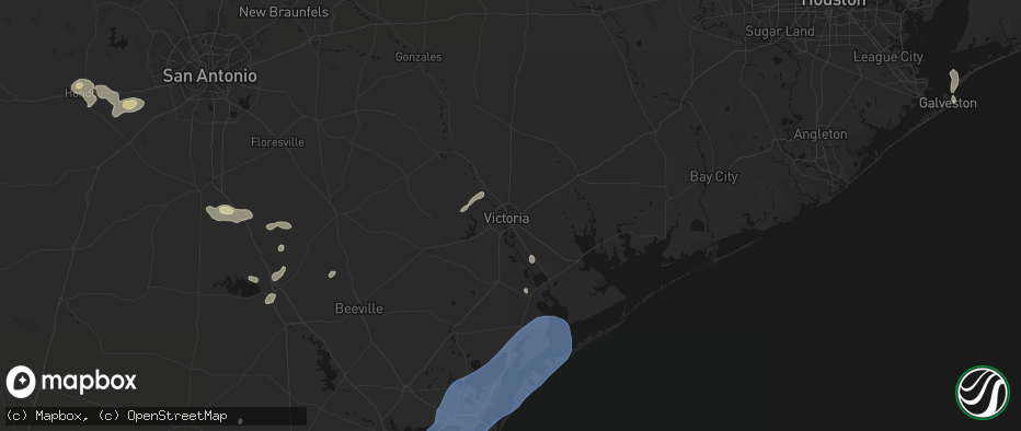 Hail map in Victoria, TX on May 23, 2026