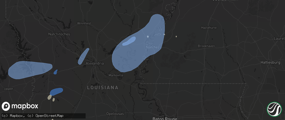 Hail map in Vidalia, LA on May 23, 2026