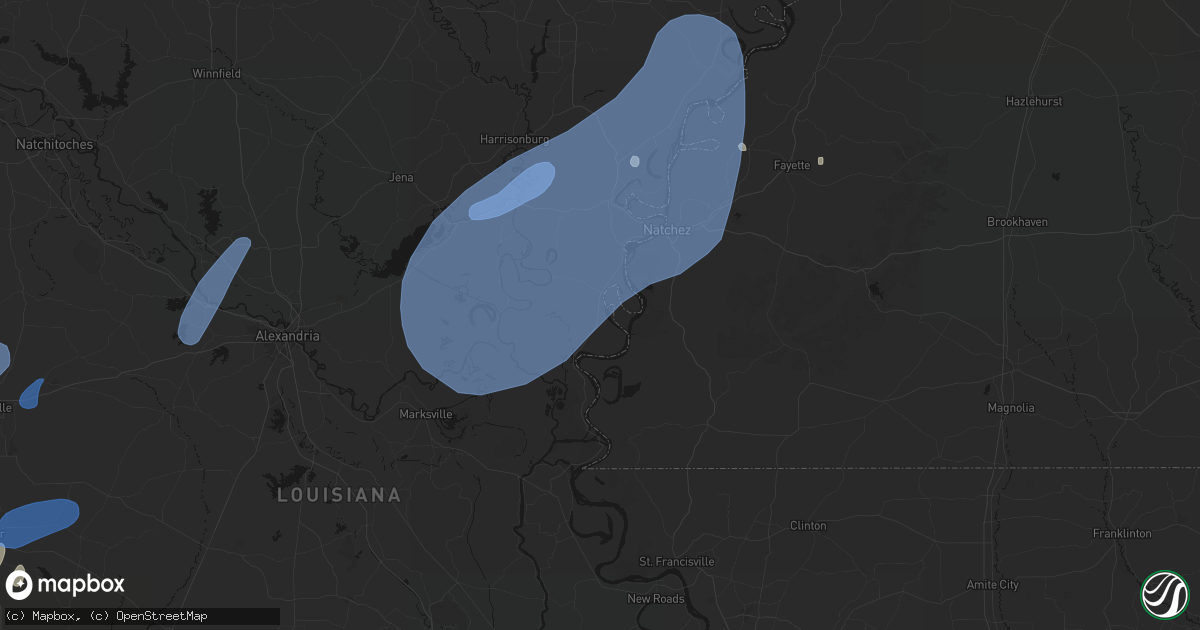 Hail map in Vidalia, LA on May 23, 2026