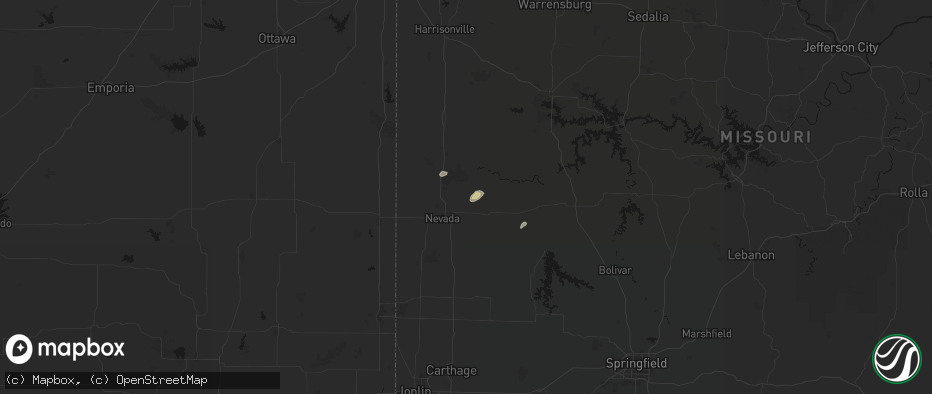 Hail map in Walker, MO on May 23, 2026