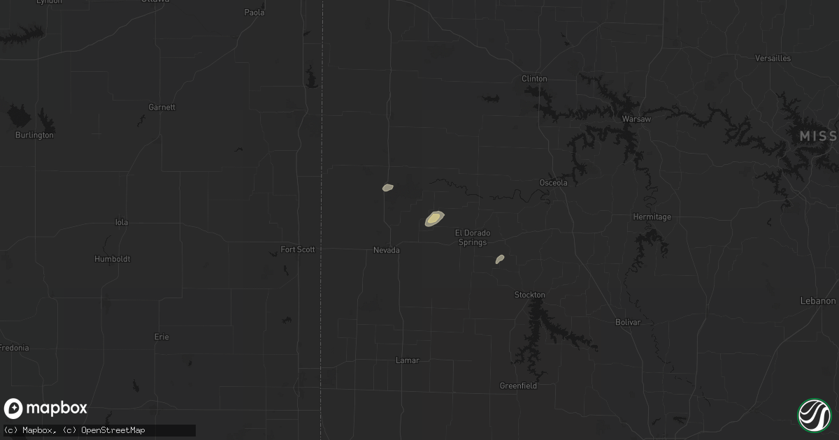 Hail map in Walker, MO on May 23, 2026