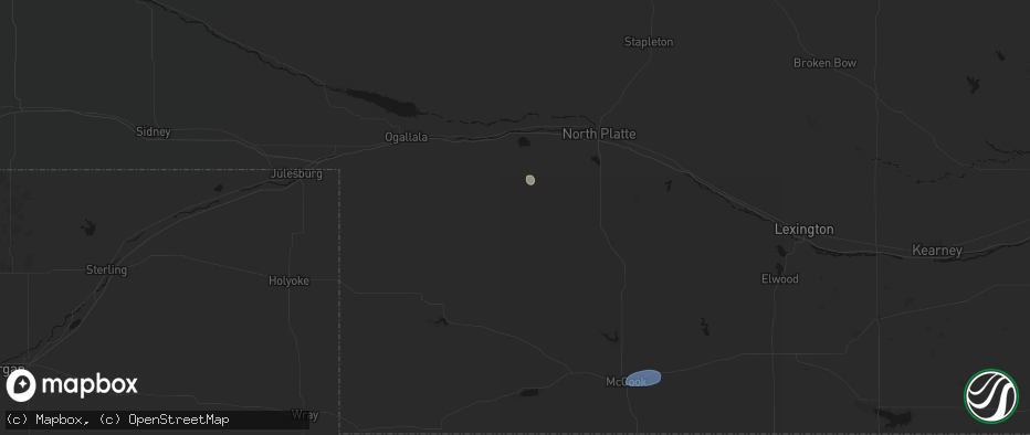 Hail map in Wallace, NE on May 23, 2026