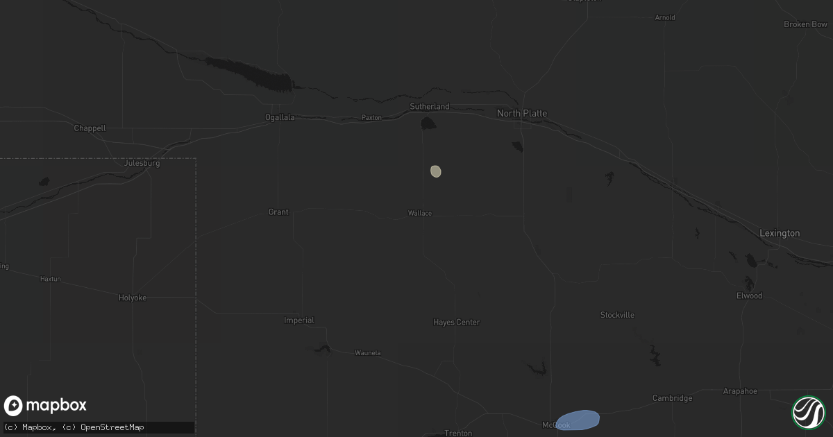 Hail map in Wallace, NE on May 23, 2026