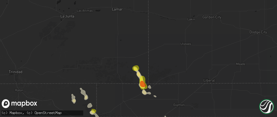 Hail map in Walsh, CO on May 23, 2026