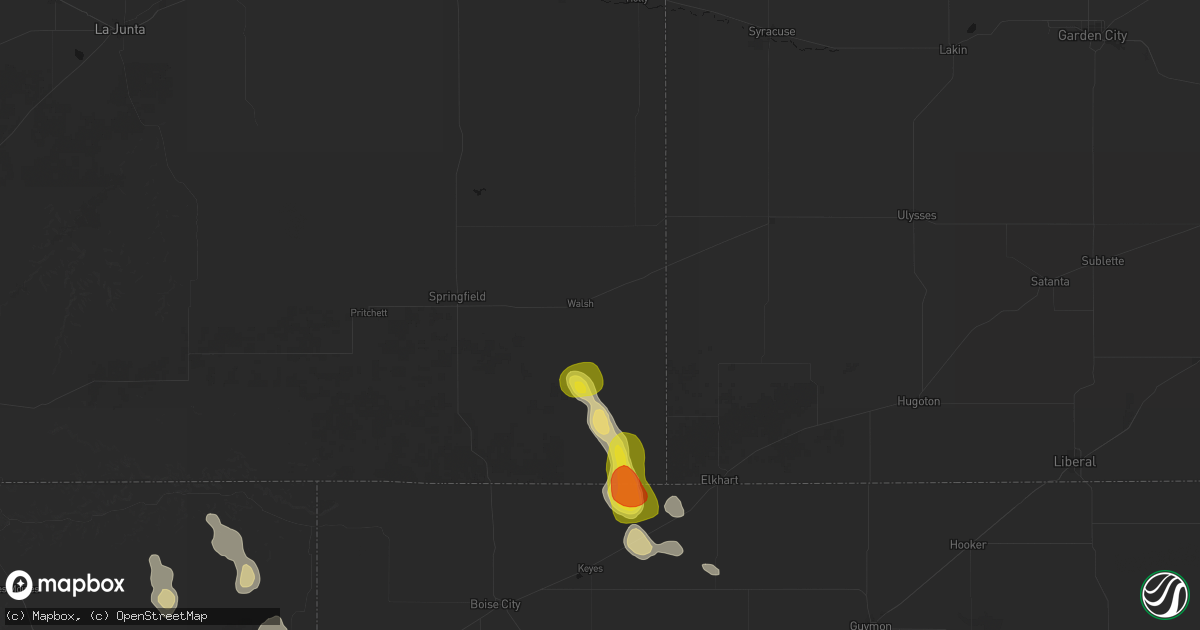 Hail map in Walsh, CO on May 23, 2026