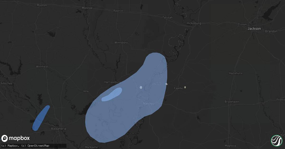 Hail map in Waterproof, LA on May 23, 2026