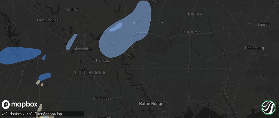 Hail map in Woodville, MS on May 23, 2026