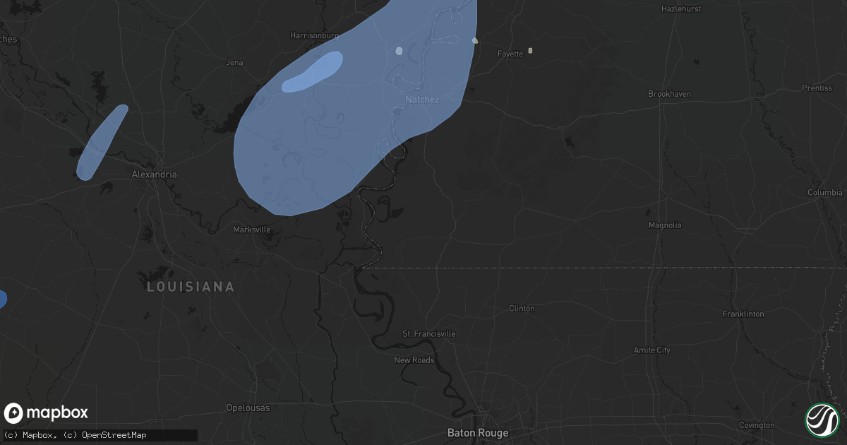 Hail map in Woodville, MS on May 23, 2026