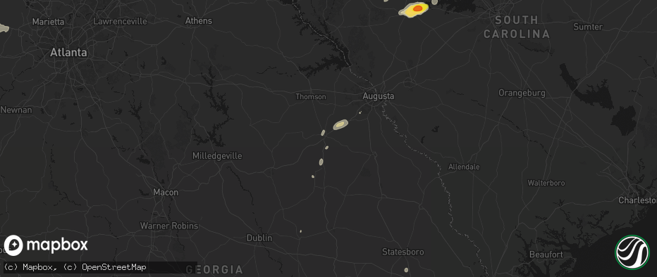 Hail map in Wrens, GA on May 23, 2026