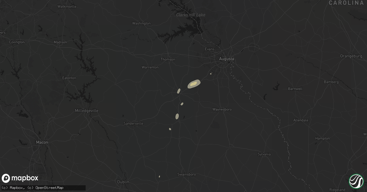 Hail map in Wrens, GA on May 23, 2026