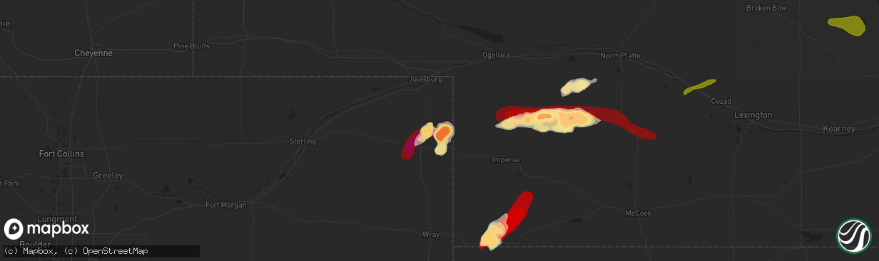 Hail map in Amherst, CO on May 24, 2013