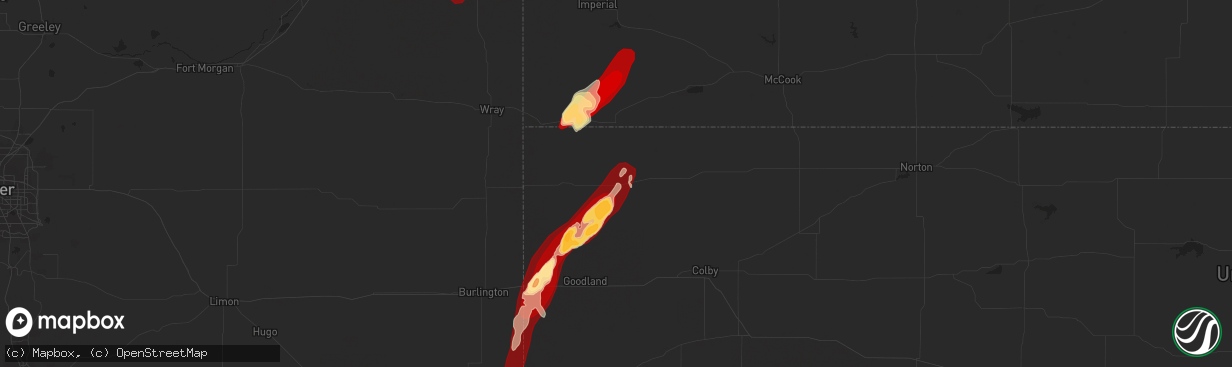 Hail map in Bird City, KS on May 24, 2013