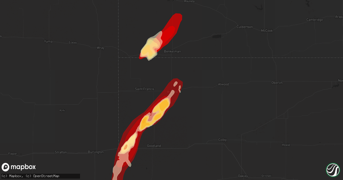 Hail map in Bird City, KS on May 24, 2013