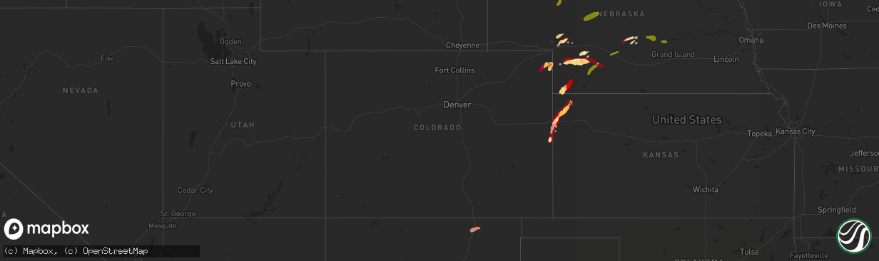 Hail map in Colorado on May 24, 2013