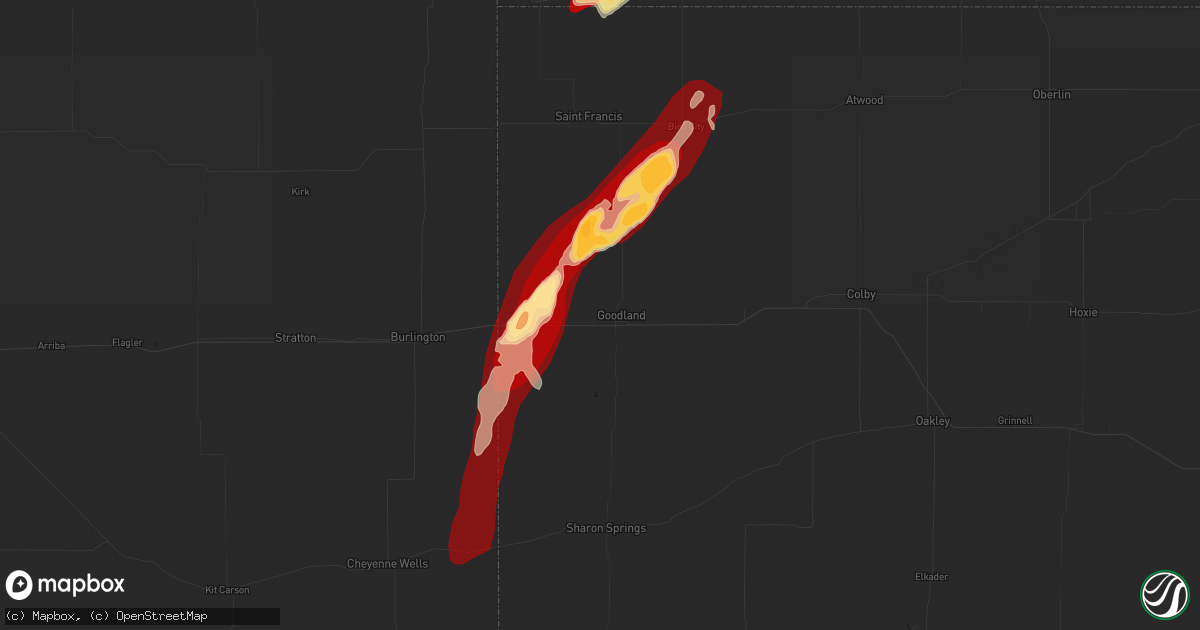 Hail map in Goodland, KS on May 24, 2013