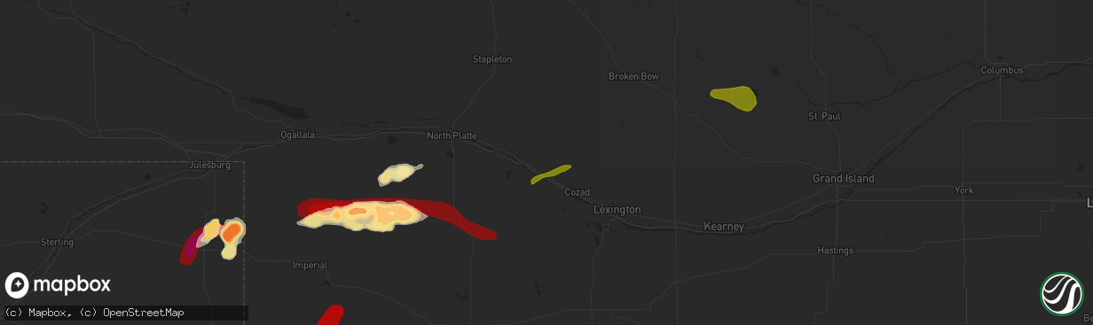 Hail map in Gothenburg, NE on May 24, 2013