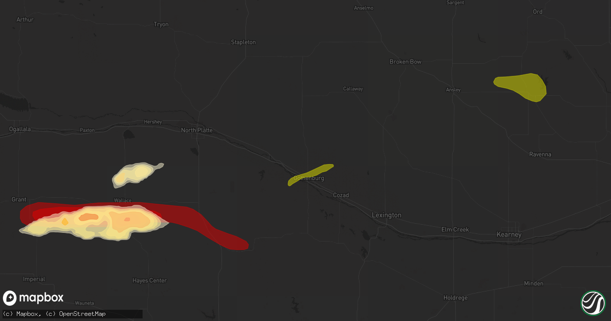 Hail map in Gothenburg, NE on May 24, 2013