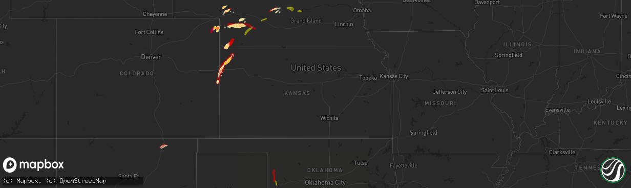 Hail map in Kansas on May 24, 2013