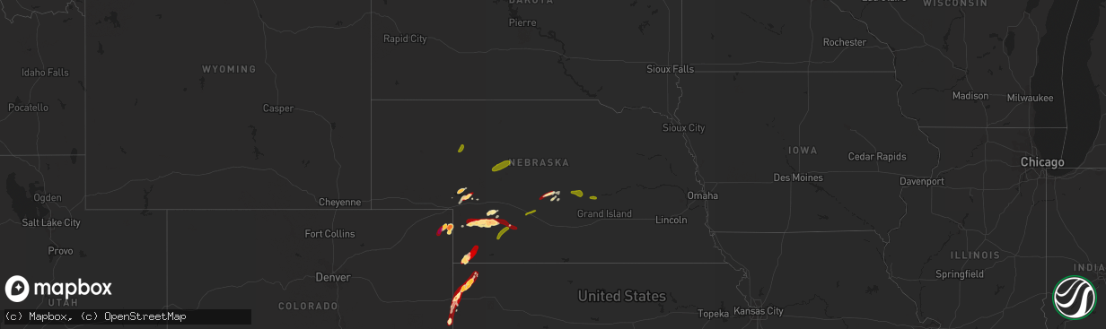 Hail map in Nebraska on May 24, 2013