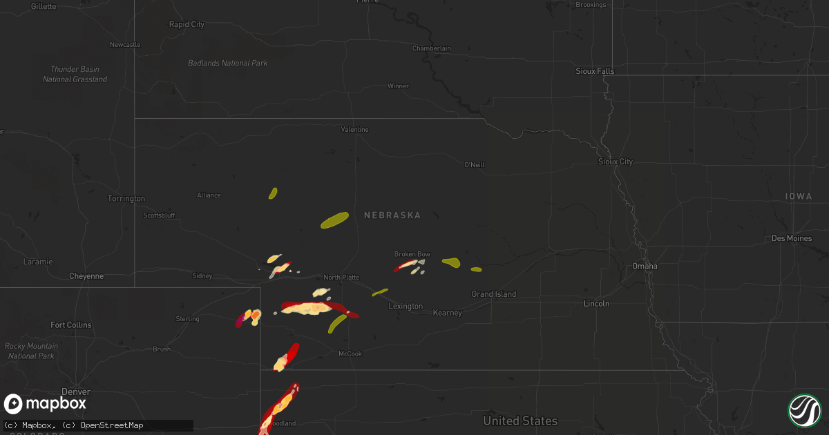 Hail map in Nebraska on May 24, 2013