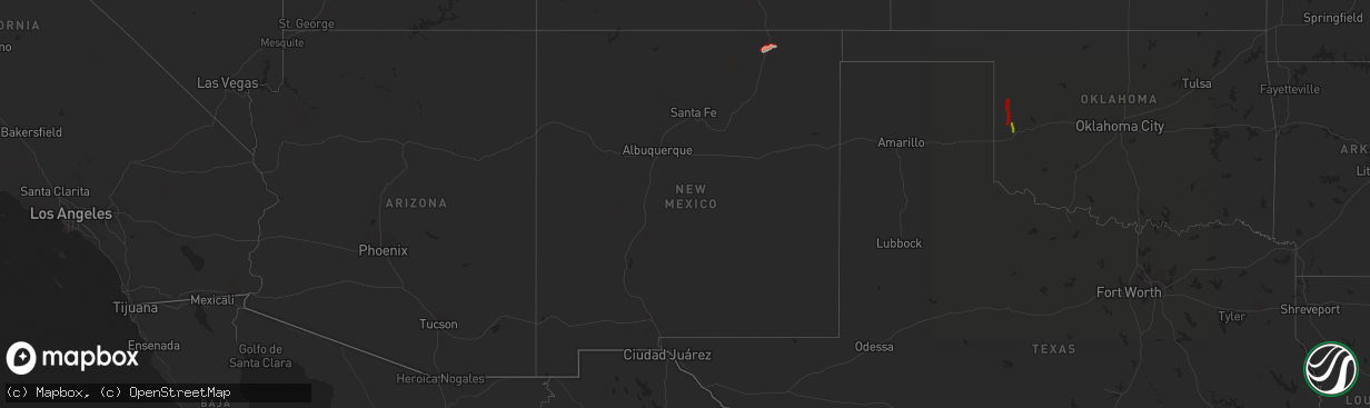 Hail map in New Mexico on May 24, 2013