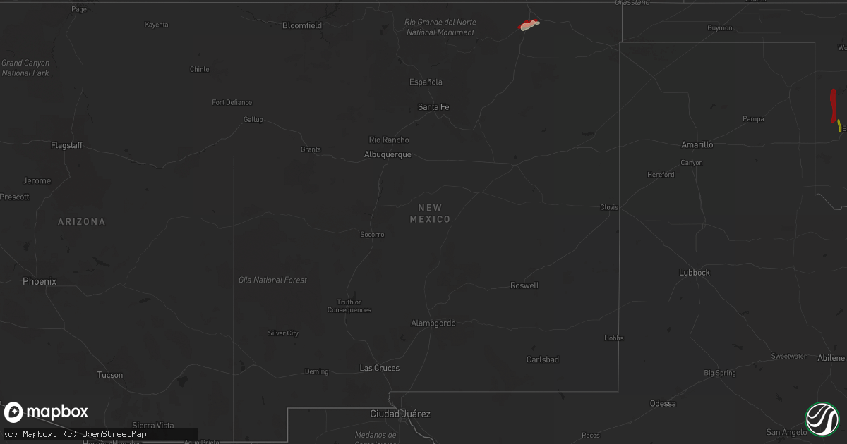 Hail map in New Mexico on May 24, 2013