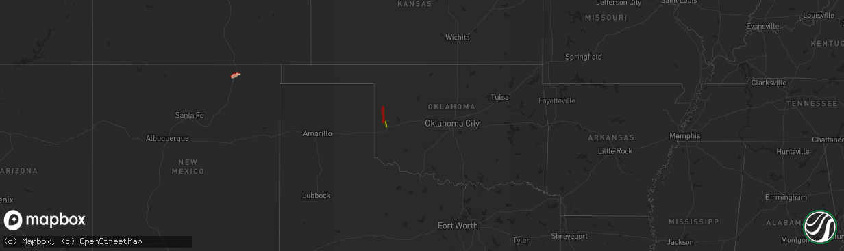 Hail map in Oklahoma on May 24, 2013