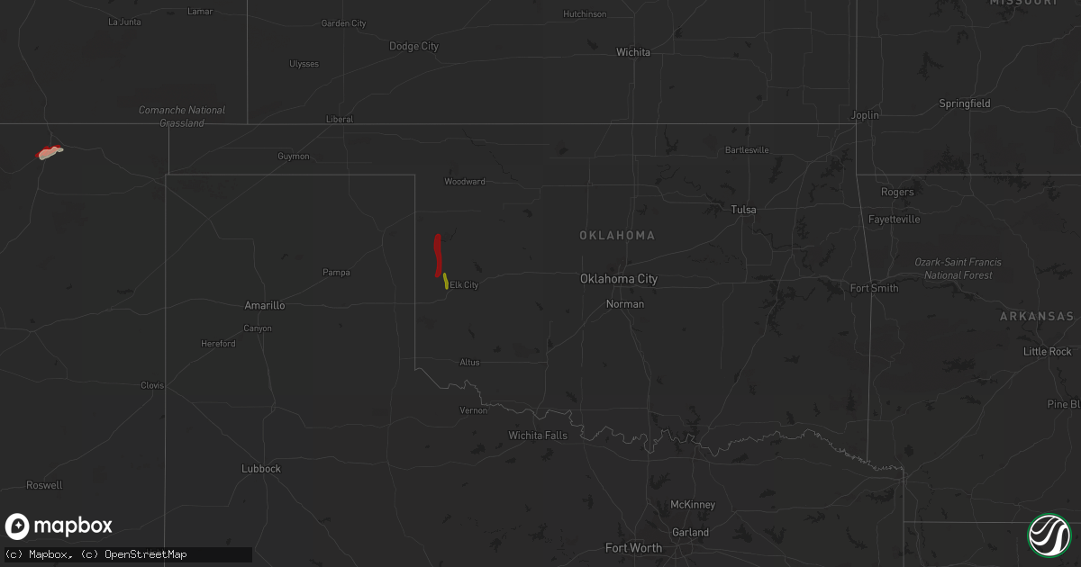 Hail map in Oklahoma on May 24, 2013