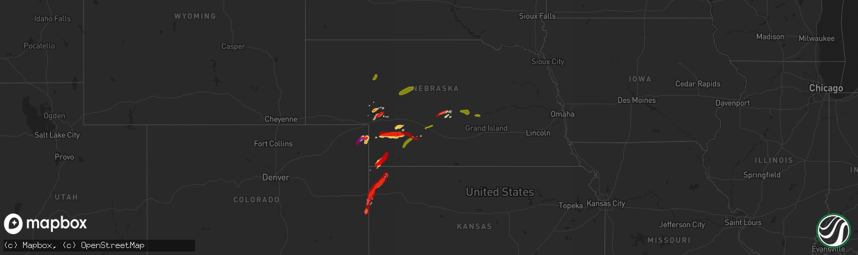 Hail map on May 24, 2013