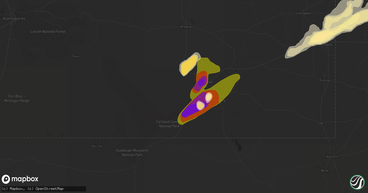 Hail map in Carlsbad, NM on May 24, 2014