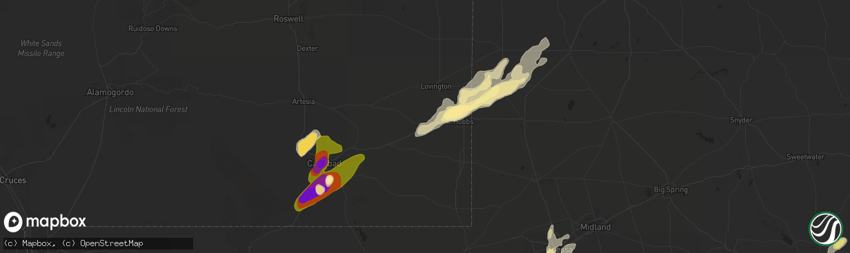 Hail map in Hobbs, NM on May 24, 2014