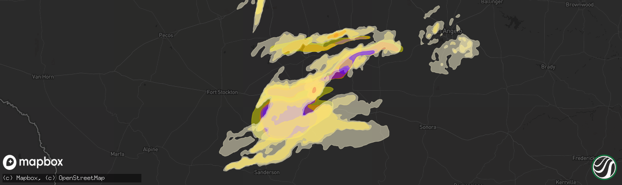 Hail map in Iraan, TX on May 24, 2014