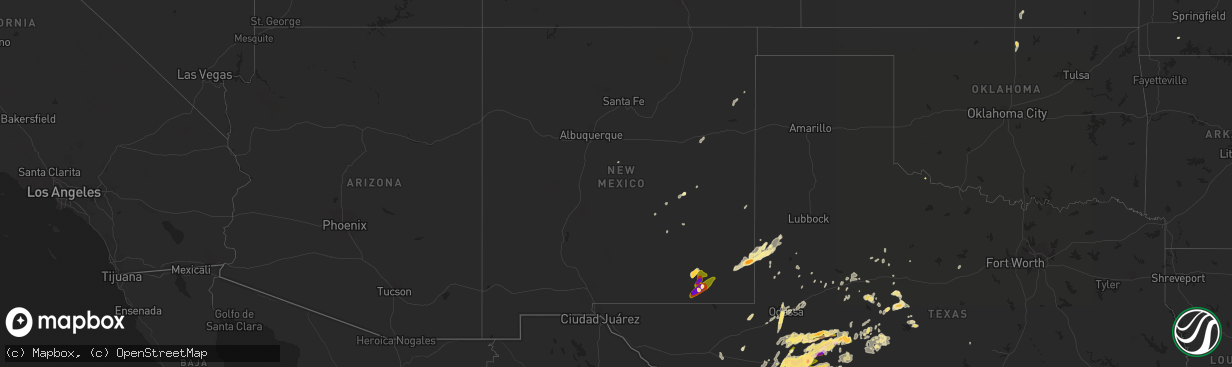 Hail map in New Mexico on May 24, 2014