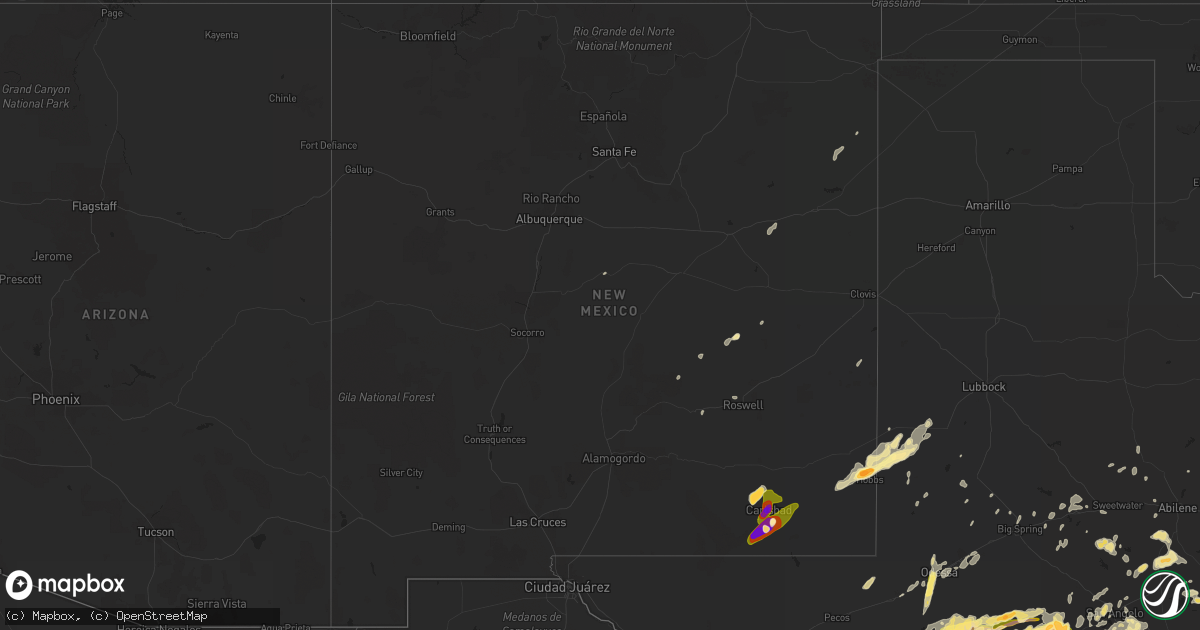 Hail map in New Mexico on May 24, 2014