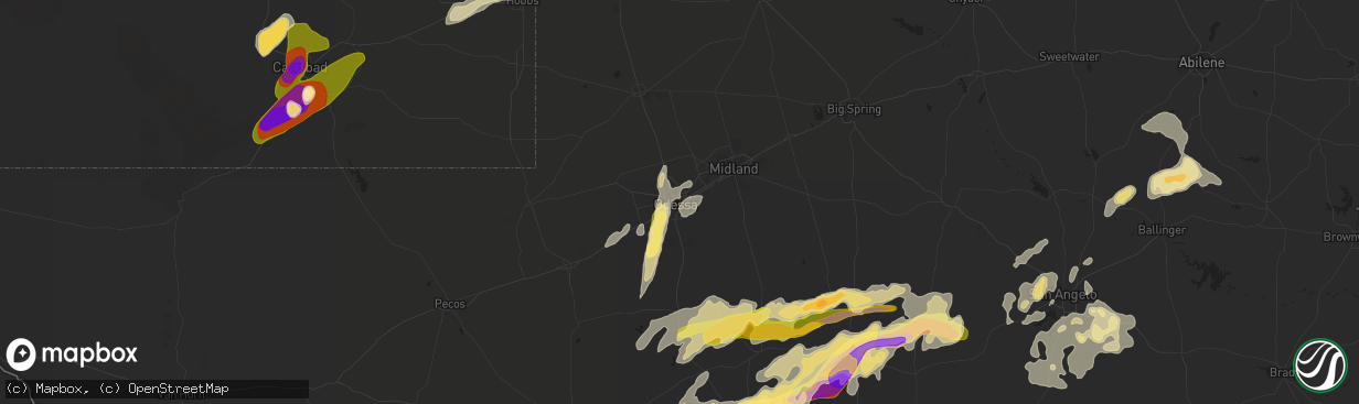 Hail map in Odessa, TX on May 24, 2014