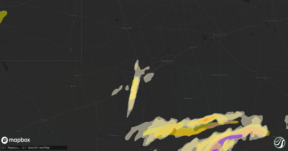 Hail map in Odessa, TX on May 24, 2014