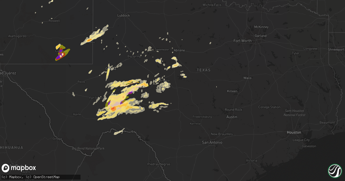 Hail map in Texas on May 24, 2014
