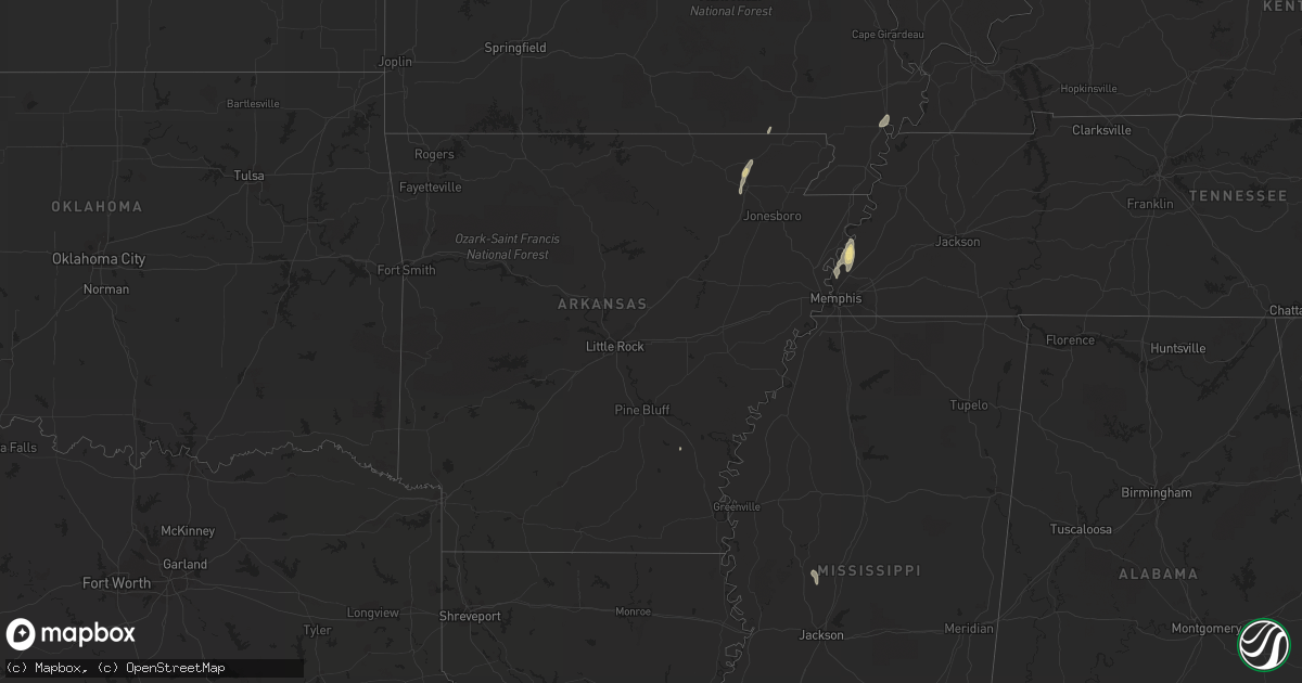 Hail map in Arkansas on May 24, 2015