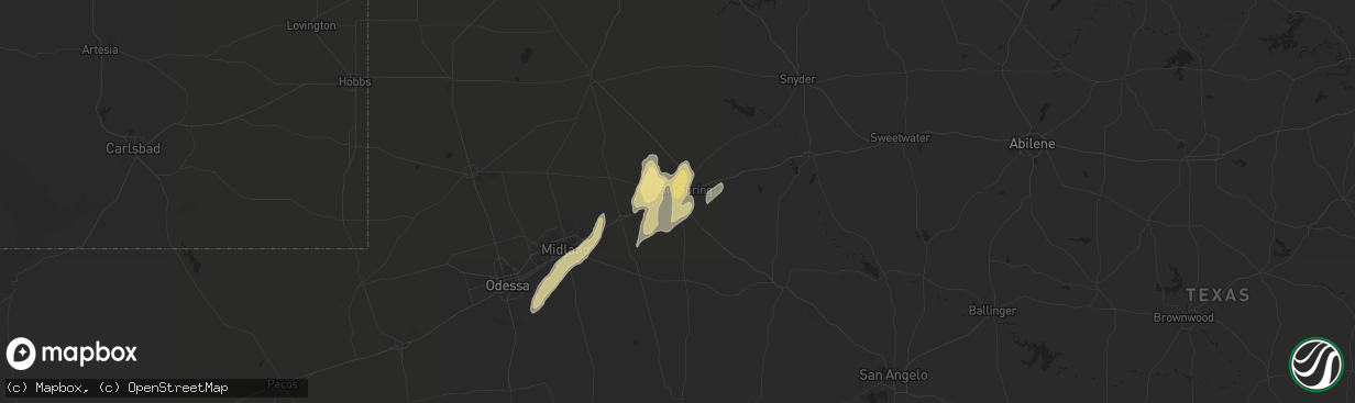 Hail map in Big Spring, TX on May 24, 2015