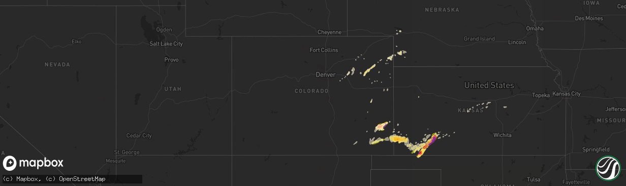 Hail map in Colorado on May 24, 2015