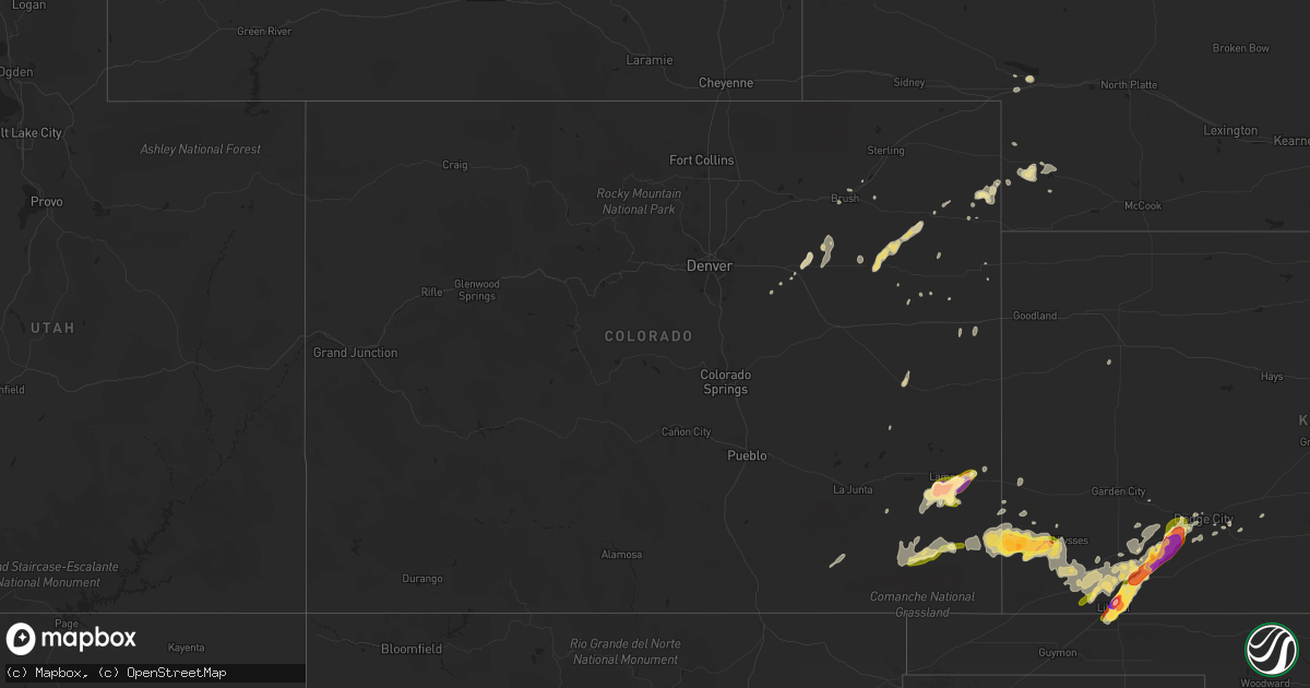 Hail map in Colorado on May 24, 2015