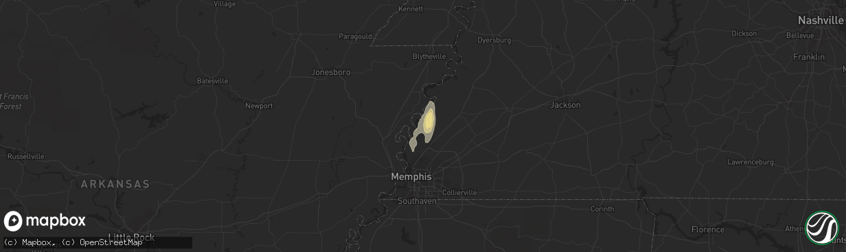 Hail map in Drummonds, TN on May 24, 2015