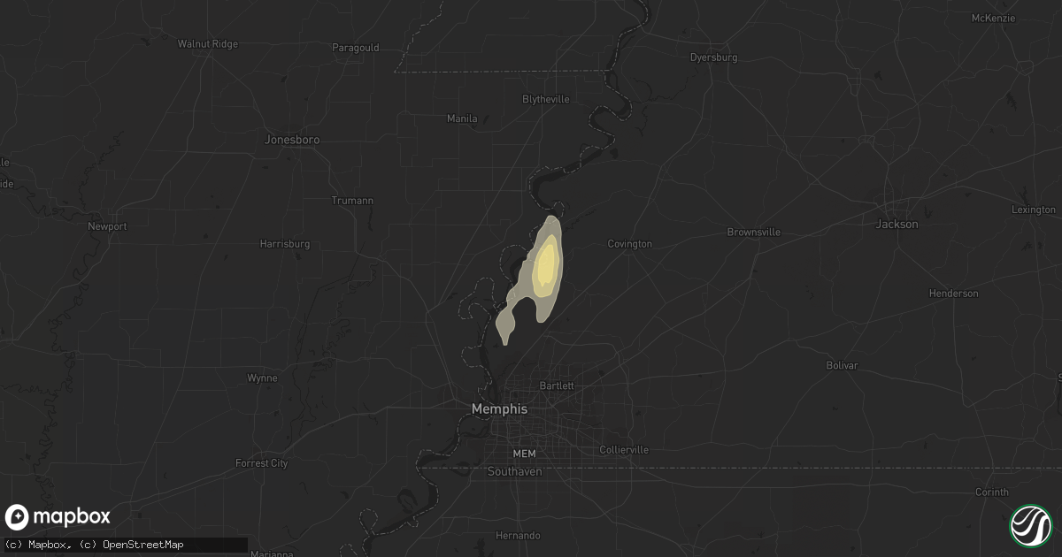 Hail map in Drummonds, TN on May 24, 2015