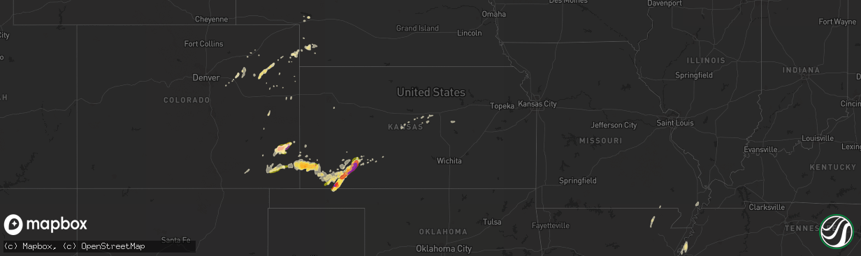 Hail map in Kansas on May 24, 2015