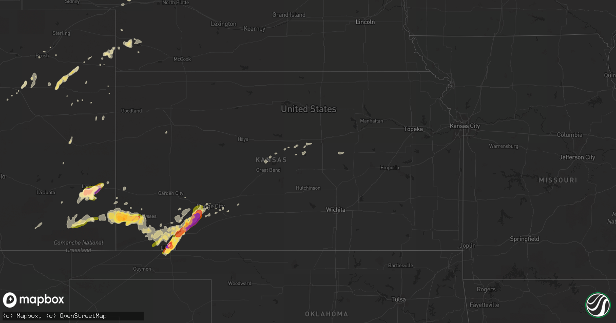 Hail map in Kansas on May 24, 2015