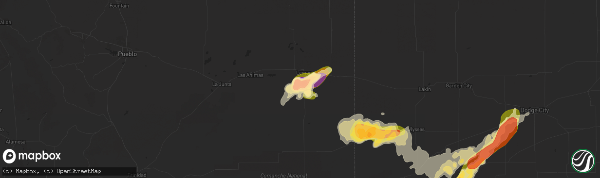 Hail map in Lamar, CO on May 24, 2015